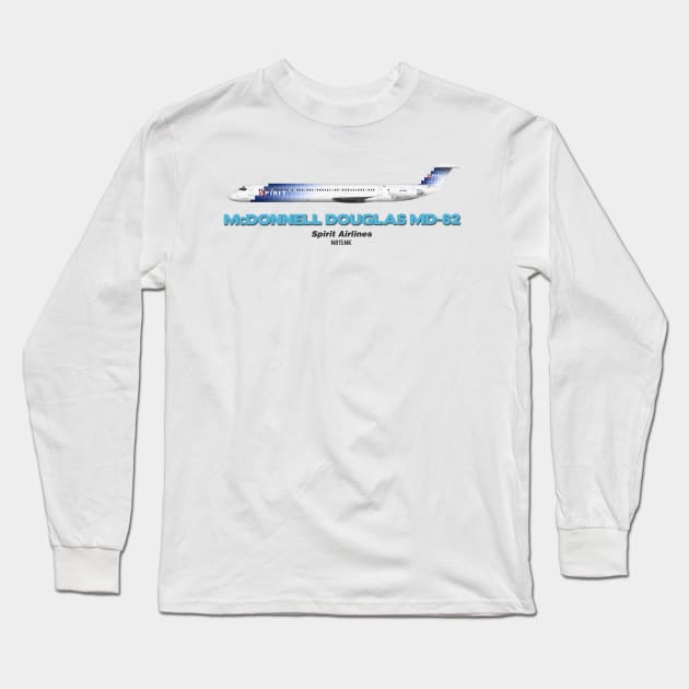 McDonnell Douglas MD-82 - Spirit Airlines Long Sleeve T-Shirt by TheArtofFlying